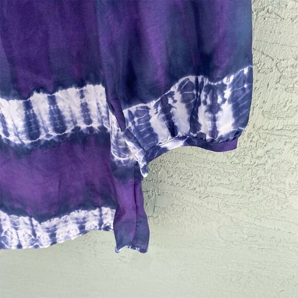 Calypso St. Barth for Target M Tie-Dye Silk Peasant Blouse Top Multicolor - Picture 3 of 10